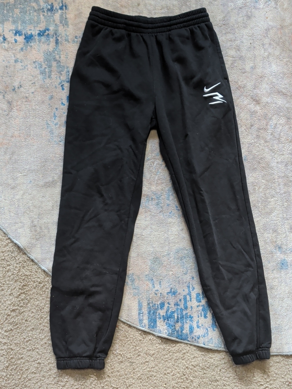 Kids 3 Brand Black Jogger Sweatpants with White Logo Boys Large (12-13 Yrs)
